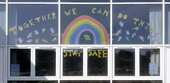 Stay Safe - display on the hall windows